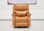 Tan faux leather lift chair with comfort and style