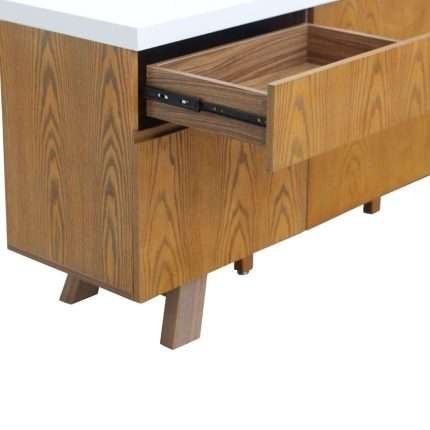 Copacabana sideboard with open drawers and white top