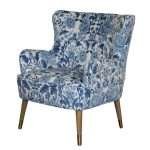 East Hampton Accent Chair with blue floral velvet upholstery