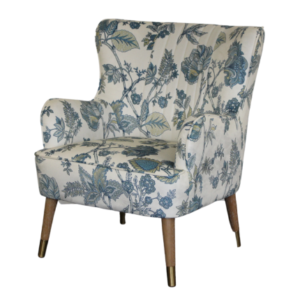 East Hampton Accent Chair in Cirencester Floral Velvet fabric with limed wash timber legs
