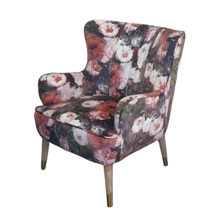 East Hampton Accent Chair with Haversham Floral velvet design