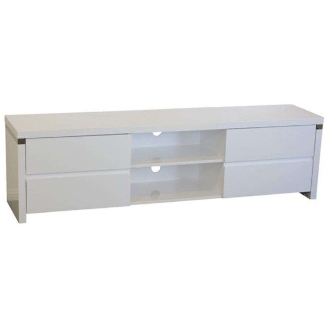 Easton 4 Drawer Entertainment Unit Easton 4 Drawer ETU 1.8m White High Gloss Entertainment Unit