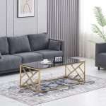 Luna Gold Coffee Table with glass top in stylish living room