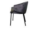 Side view of Manhattan Chair in Charcoal with velvet and gold accents