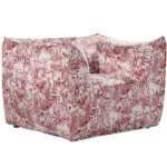 Luxurious Toile chair with red print velvet upholstery