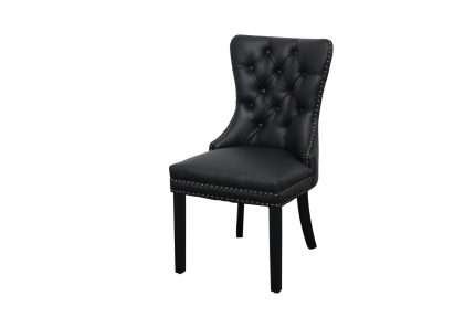 Elegant Elena Chair in black faux leather with tufted back