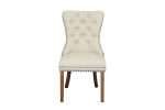 Cream faux leather Elena chair with tufted back and timber legs