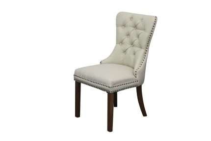 Elena Chair with cream faux leather and tufted back