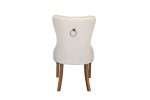 Elena Chair in cream faux leather with back ring pull and wood legs