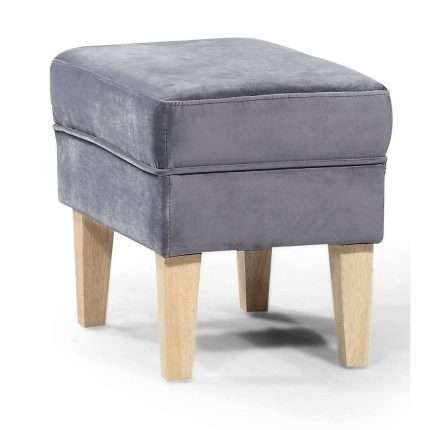 Elisa Foot Stool with Velluto Luxe Slate Velvet upholstery.