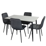 Fiore dining set with white marble table and grey velvet chairs