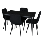 Fiore 5 Piece Dining Set with Black Marble Table and Velvet Chairs