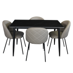 Fiore 5 piece dining set with black marble table and chairs