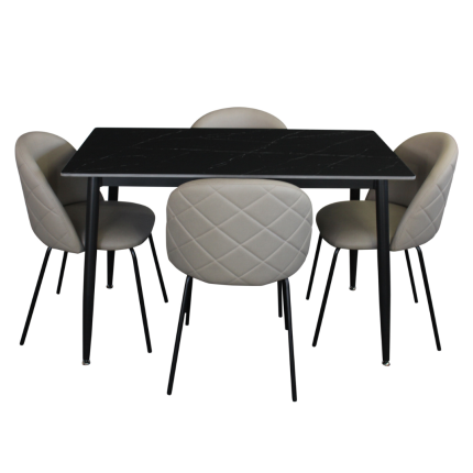 Fiore 5 piece dining set with black marble table and chairs