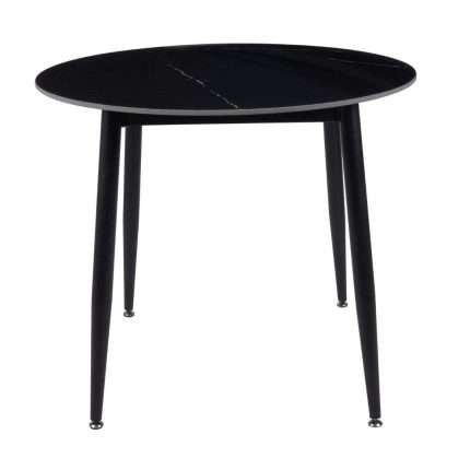 Fiore 90cm black marble sintered stone top table with sleek design