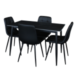Fiore 5 Piece Dining Set with Black Marble Table and Leather Chairs