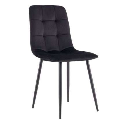 Fiore Dining Chair in black velvet with powder-coated legs