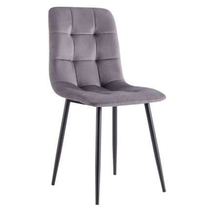 Fiore dark grey velvet dining chair with black legs