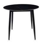 Fiore round dining table with black marble top and black legs