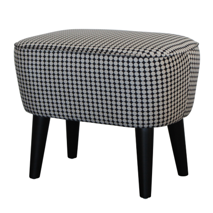 Georgia Foot Stool with Monochrome Dot Velvet Upholstery