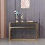 Elegant Gianna Gold Console Table with glass shelf