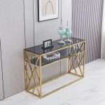 Gianna Gold Console Hall Table with Glass Shelf