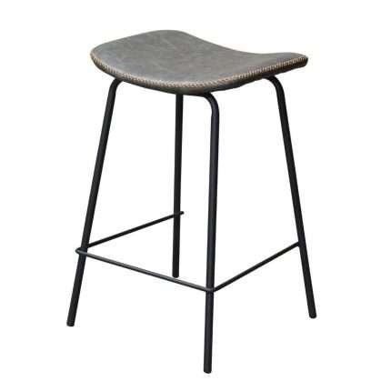 Industriale Stool in Grey with Black Steel Base and PU Upholstery