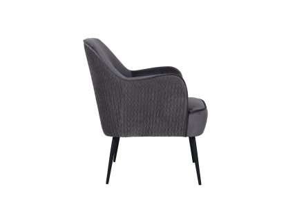 Ivy Chair with Seal velvet and quilted back, side view