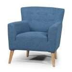 Stylish Jett Chair in vibrant Fiesta Ocean fabric with timber legs