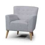 Jett Chair featuring Fiesta Silver fabric with timber legs