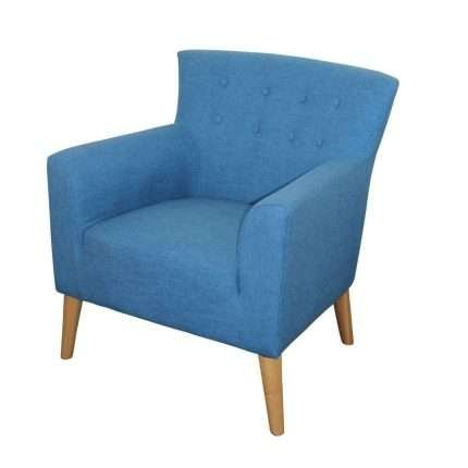 Jett Chair in blue Fiesta Sky fabric with timber legs