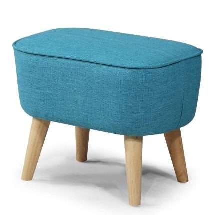 Jett Foot Stool upholstered in vibrant Fiesta Teal fabric