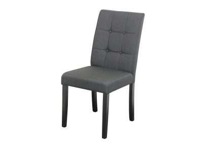 Lodge Dining Chair with black upholstery and espresso legs