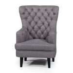 Louis Chair upholstered in Key West Stone with dark timber legs