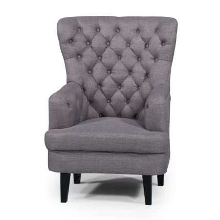 Louis Chair upholstered in Key West Stone with dark timber legs