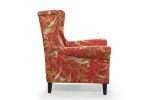 Louis Foot Stool with Bird Chinoiserie Red and Gold Print