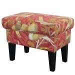 Louis Foot Stool with Bird Chinoiserie Red Gold Print