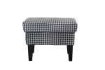 Louis Foot Stool in Monochrome Houndstooth Velvet
