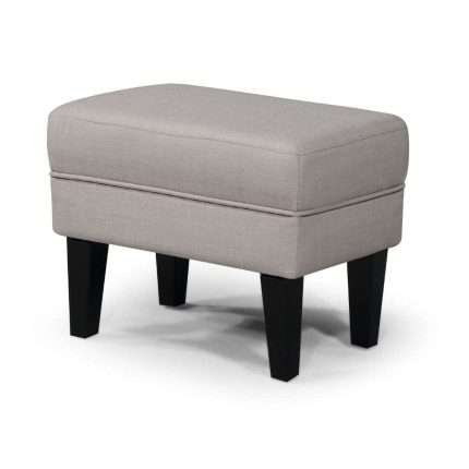 Louis Foot Stool in Key West Linen with dark wood legs