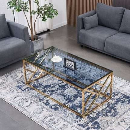 Luna Gold Coffee Table with glass top in stylish setting