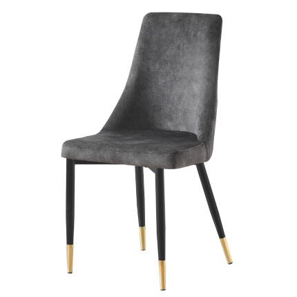 Maddison Chair in Charcoal Velvet with gold-tipped legs