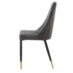 Maddison Chair in Charcoal Velvet with sleek black and gold legs