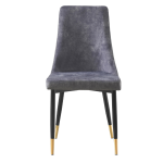 Maddison Chair in Grey Velvet with gold-tipped legs, sleek design
