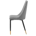Maddison Chair with houndstooth upholstery and black steel legs.