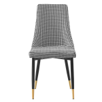Maddison Chair with houndstooth fabric and gold-tipped legs