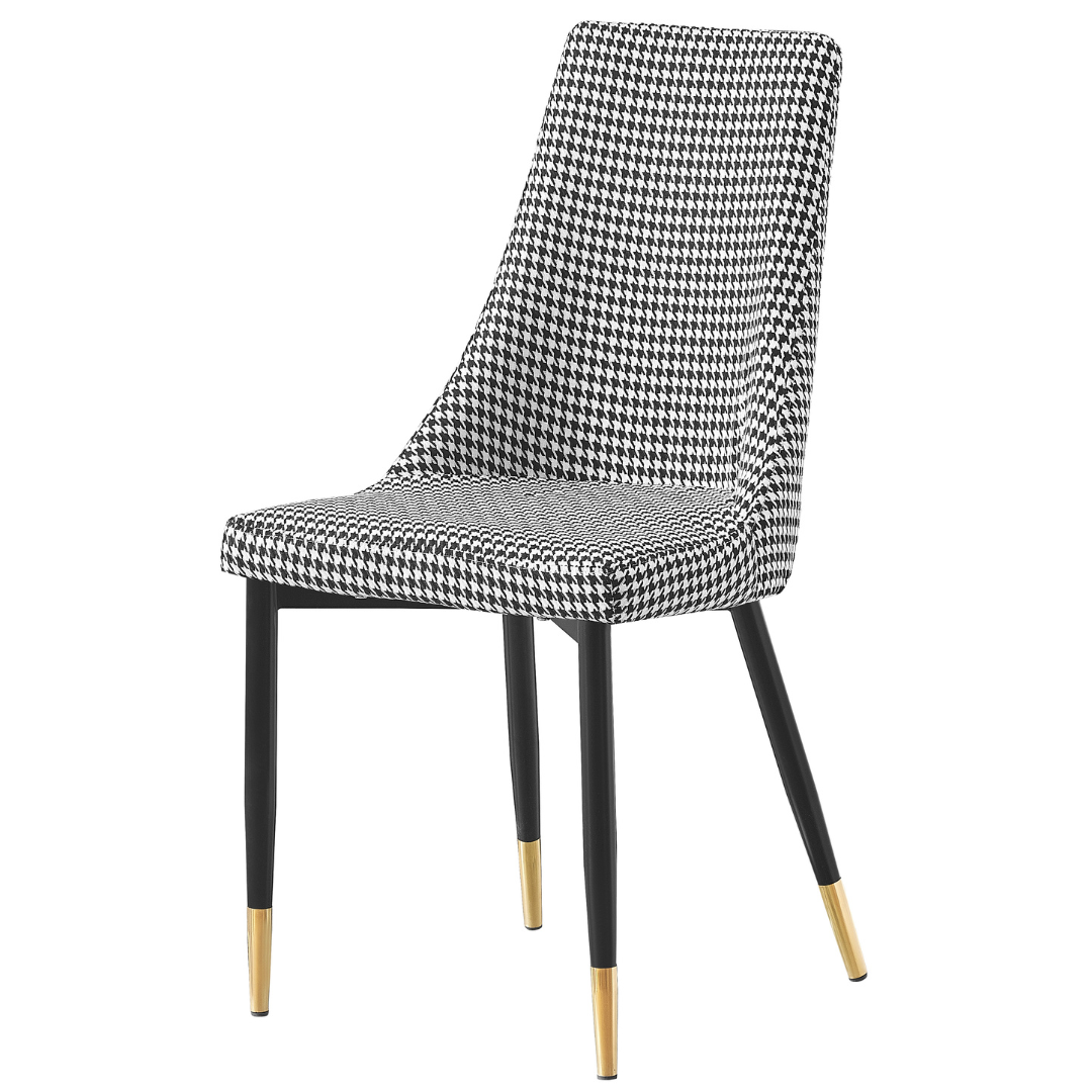 Maddison Chair in Houndstooth Fabric Maddison chair with houndstooth fabric and gold-tipped legs
