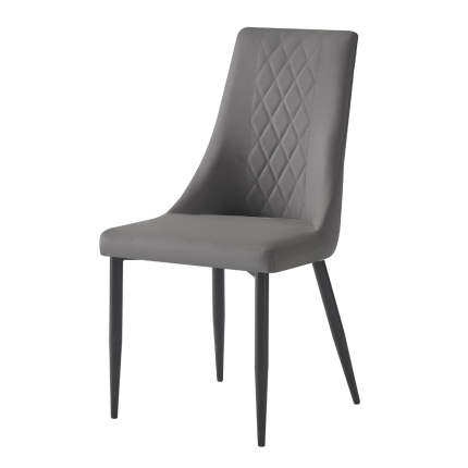 Magnus Chair in grey faux leather with black steel legs