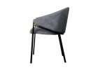 Side view of Manhattan Chair in charcoal velvet with gold accents