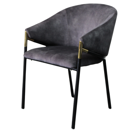 Manhattan Chair in Charcoal with velvet and gold accents