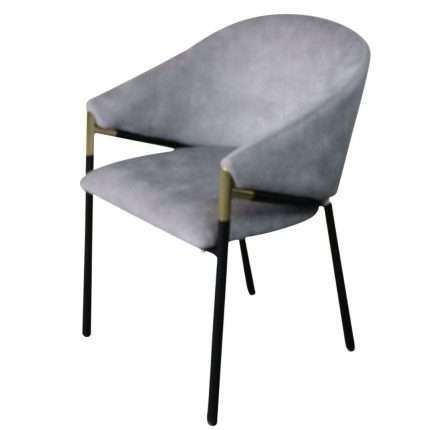 Manhattan Chair in Light Grey Velvet with Black Steel Legs